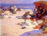 Edward Henry Potthast Canvas Paintings - Picknickers on the Beach